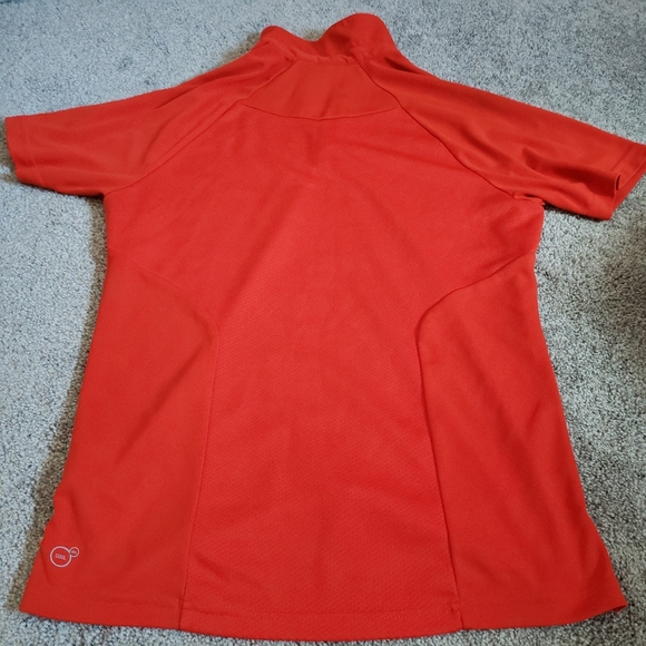 Puma Mens Sport Lifestyle Cool Cell Orange Short Sleeve Shirt Medium Collared - Picture 3 of 5
